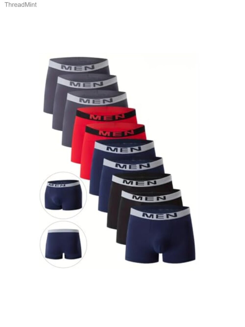 Men's Boxer Briefs 10-Pack Moisture-Wicking Breathable Sport Underwear